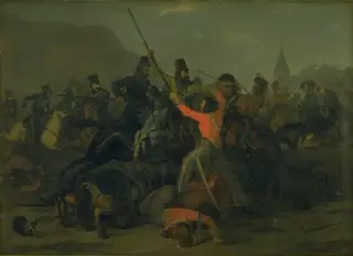 Oberst Boncke Bönnichsens fald den 6. december 1813 under en fægtning mellem jyske dragoner og kosakker