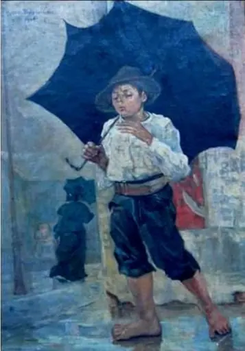 Băiatul cu umbrela, by Octav Băncilă