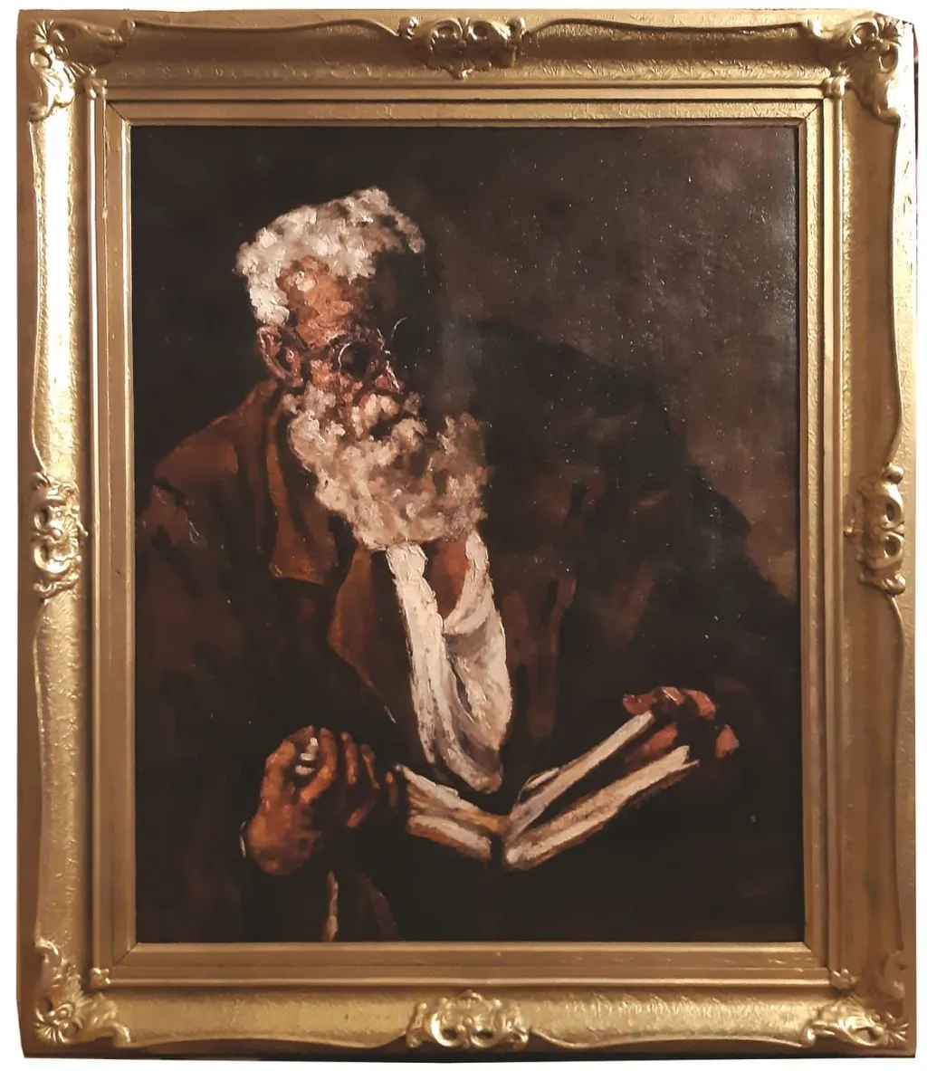 Bătrân citind, by Octav Băncilă