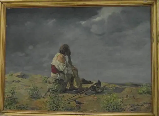 Țăran pe gânduri, by Octav Băncilă