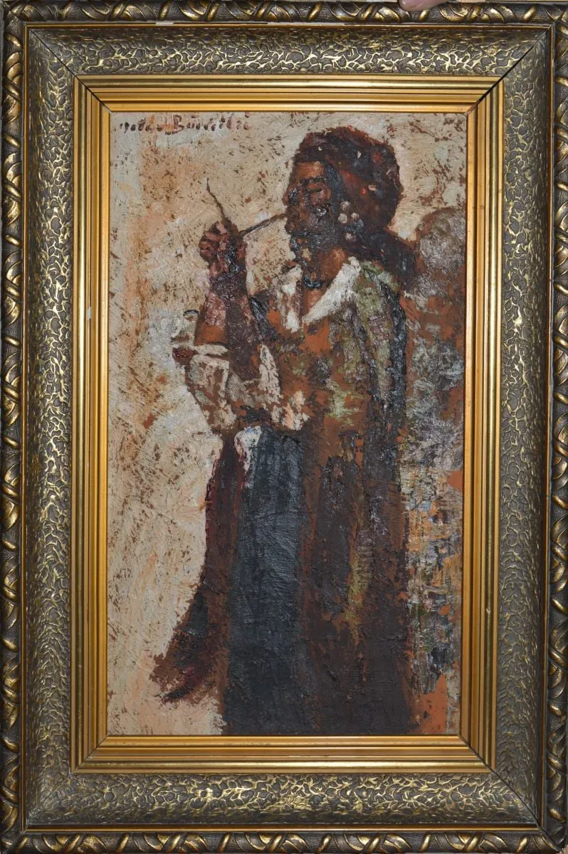 Țigancă cu pipă, by Octav Băncilă, 1918