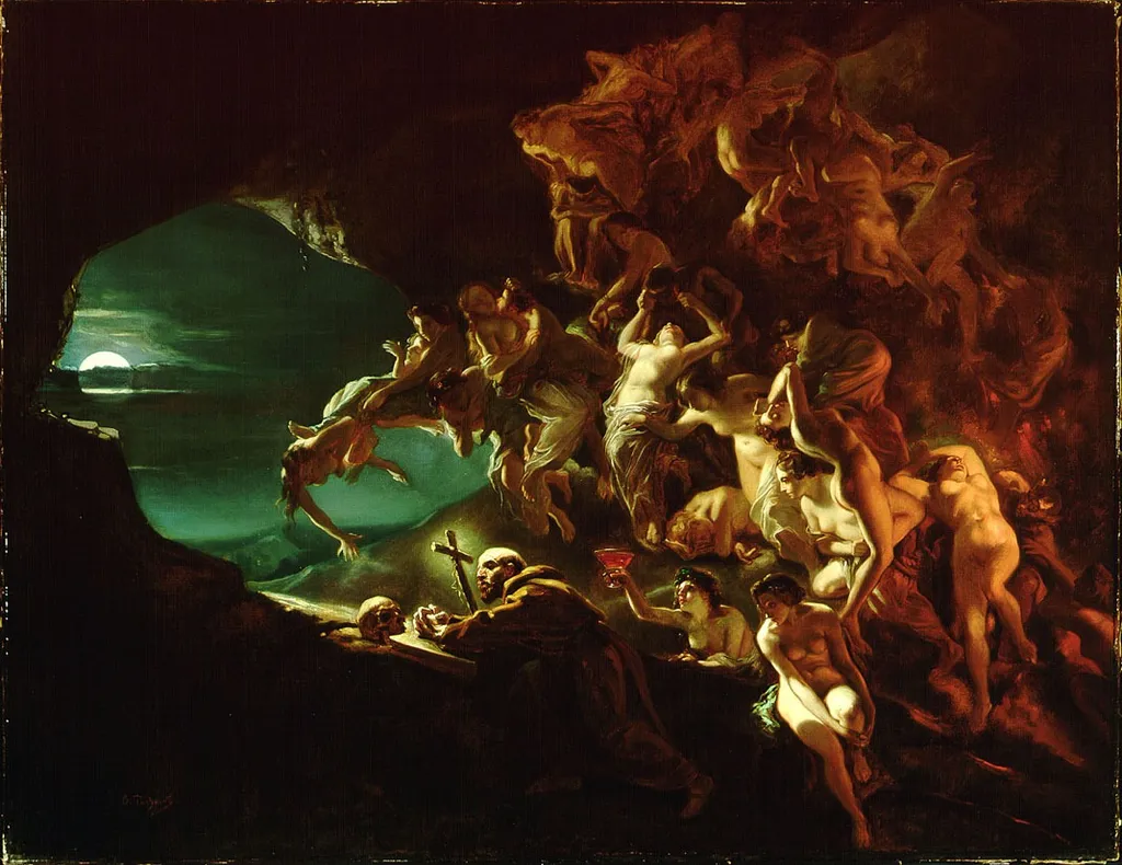 Temptation of Saint Hilarion, by Octave Tassaert, oil, 1843
