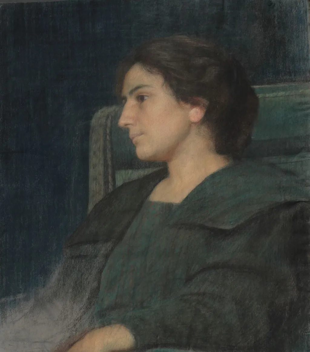 Portret de femeie - soția artistului, by Octavian Smigelschi