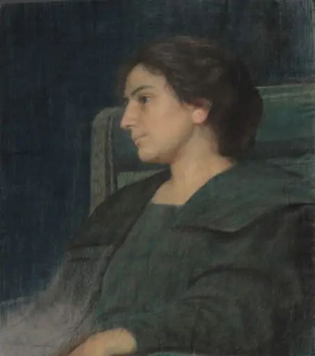 Portret de femeie - soția artistului, by Octavian Smigelschi