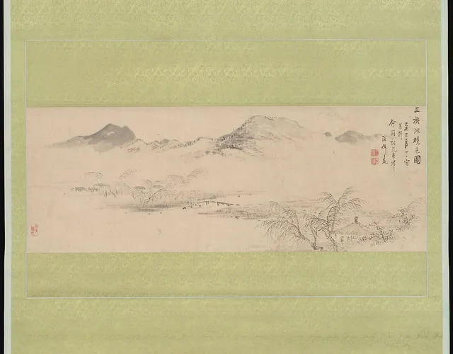 三樹坡曉色图|View of the Kamo River from Sanbogi at Dawn