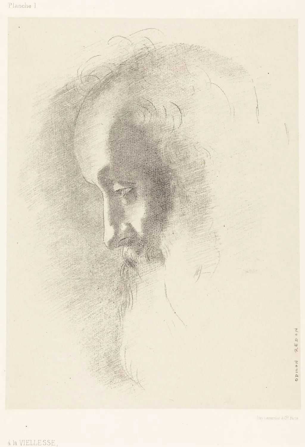 A La Vieillesse (To Old Age), by Odilon Redon, ink, 1886