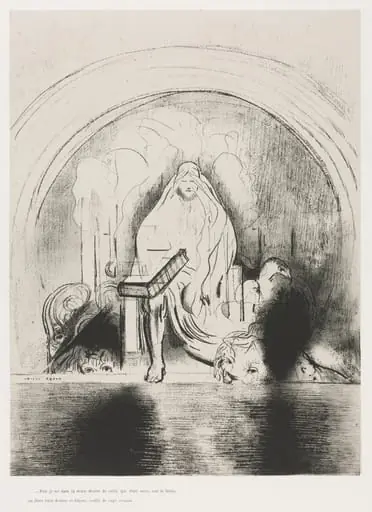 And I Saw in the Right Hand of Him that Sat on the Throne a Book Written within and on the Backside, Sealed with Seven Seals, by Odilon Redon