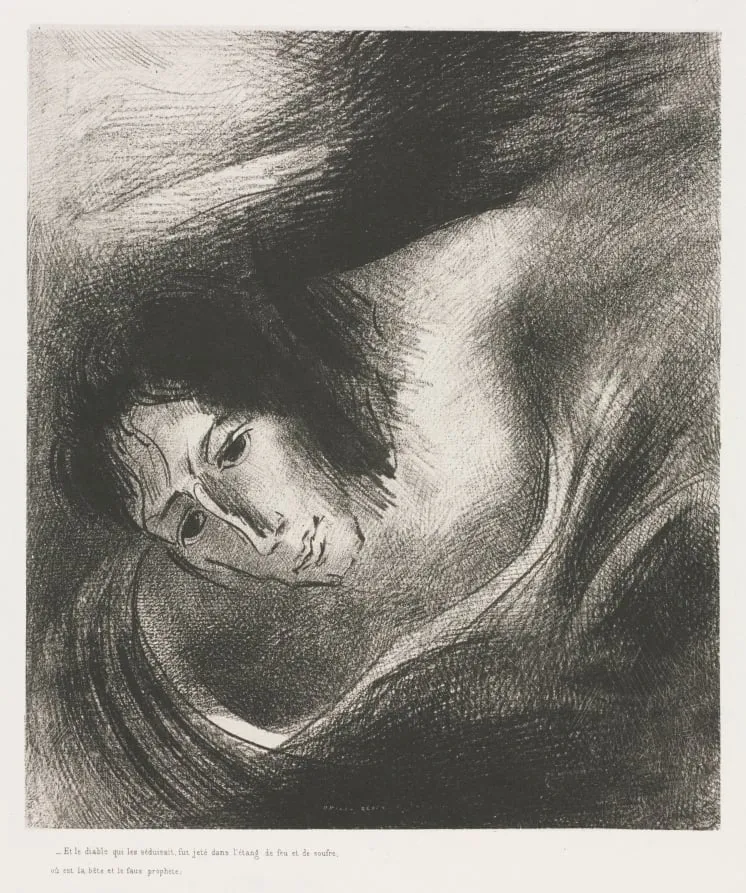 And the Devil That Deceived Them was Cast into the Lake of Fire and Brimstone, Where the Beast and the False Prophet Are, by Odilon Redon, 1899