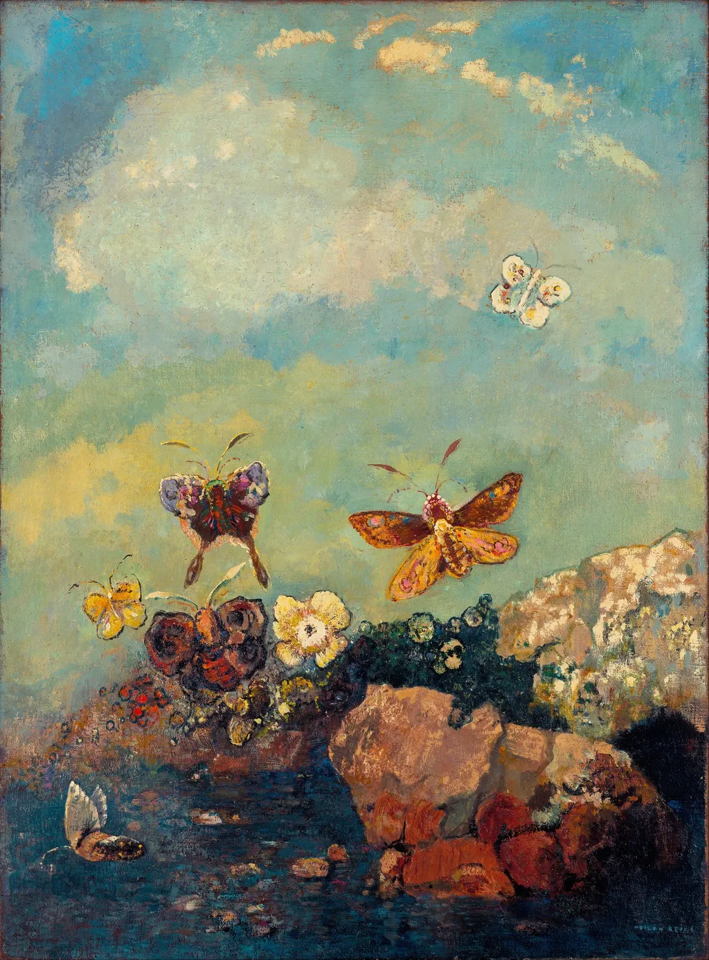 Butterflies, by Odilon Redon, oil, 1910