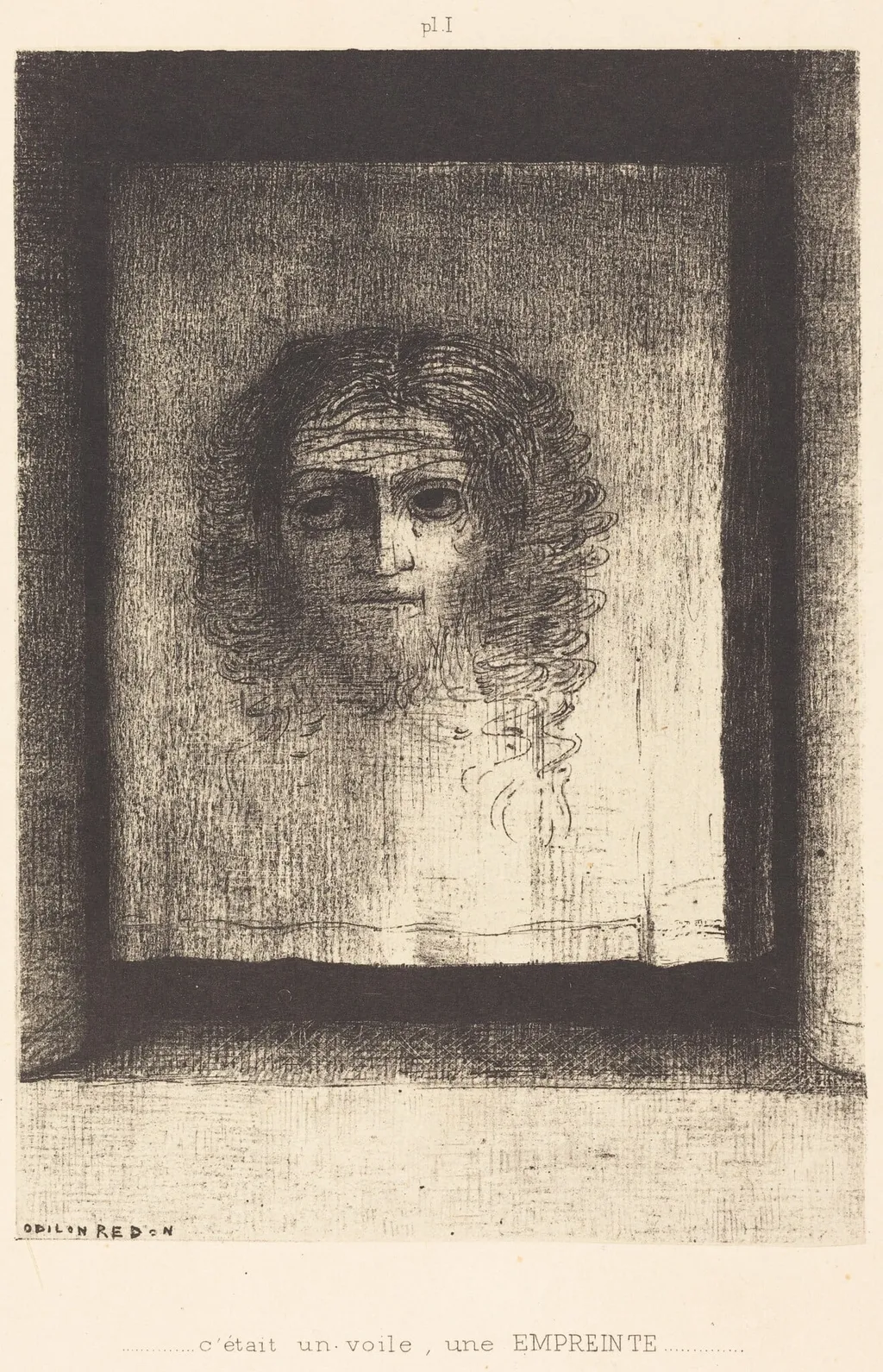 C'etait un voile, un empreinte (It was a veil, an imprint), by Odilon Redon, ink, 1891