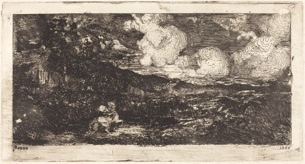 Cavalier Galopant (Galloping Horseman), by Odilon Redon, ink, 1866