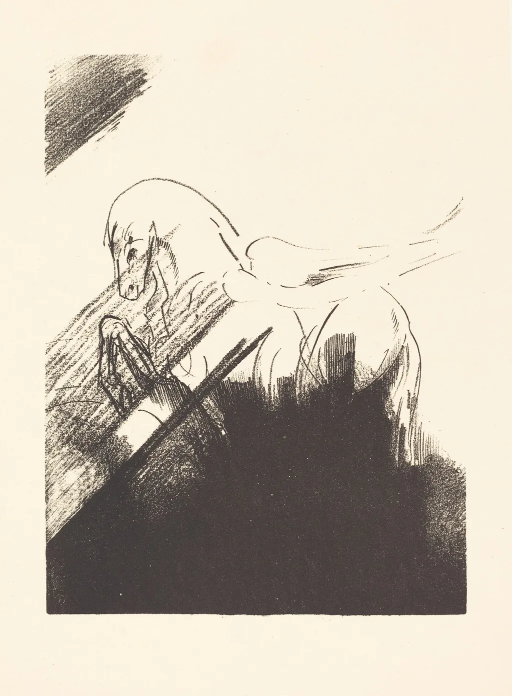 Cheval aile (Winged Horse), by Odilon Redon, ink, 1894
