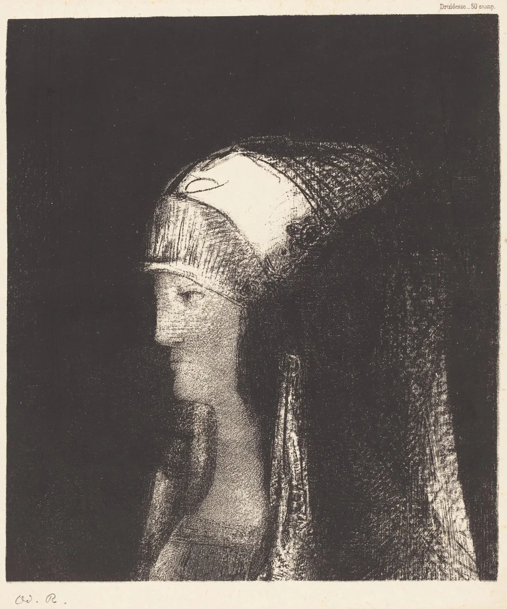 Druidesse, by Odilon Redon, ink, 1892