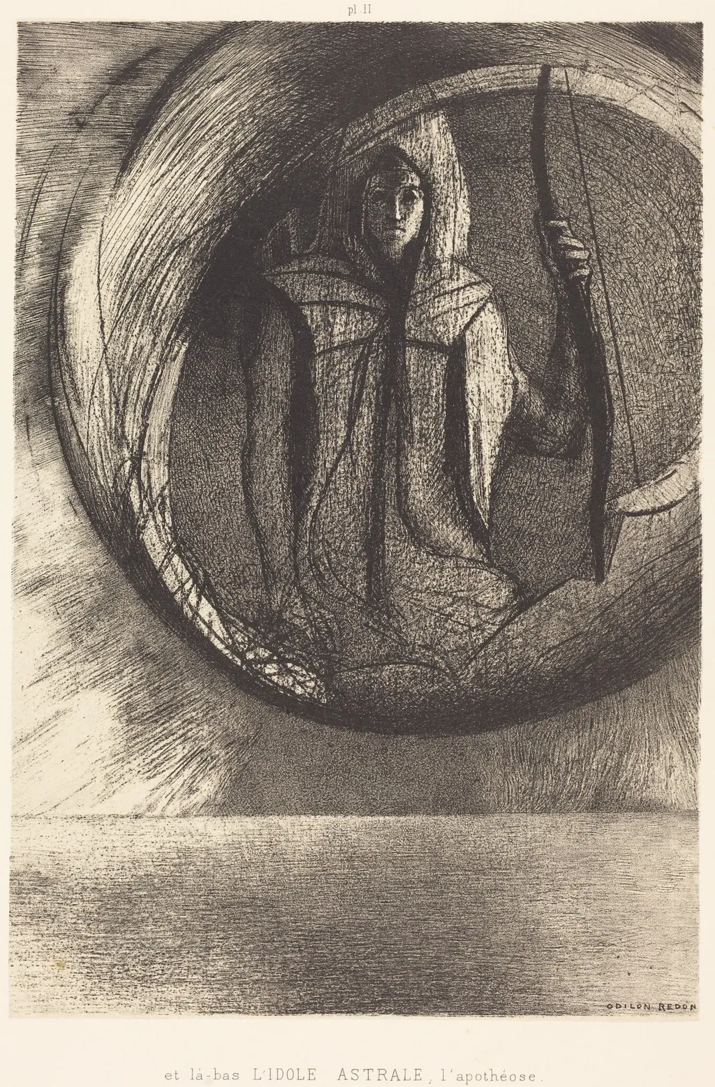 Et la-bas l'idole astrale, l'Apotheose (And beyond, the star idol, the apotheosis), by Odilon Redon, ink, 1891