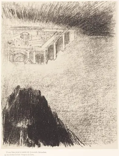 Et moi, Jean, Je vis la sainte cite, la nouvelle Jerusalem, qui descendait du ciel, d'aupres de dieu (And I John saw the holy city, new Jerusalem, coming down from God out of heaven), by Odilon Redon