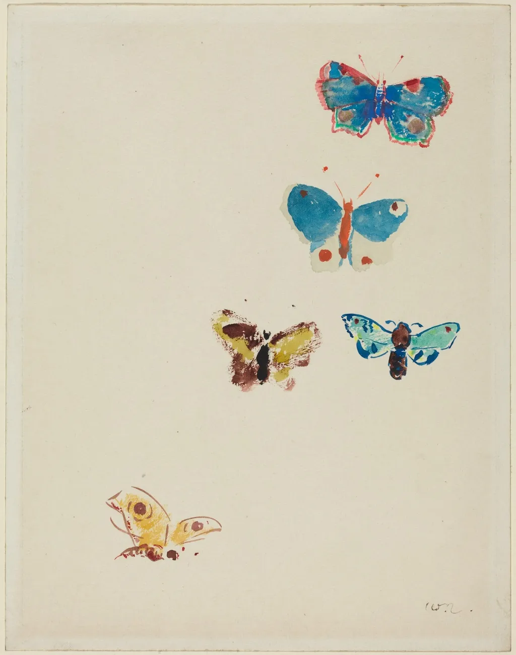 Five Butterflies, by Odilon Redon, watercolor, 1912