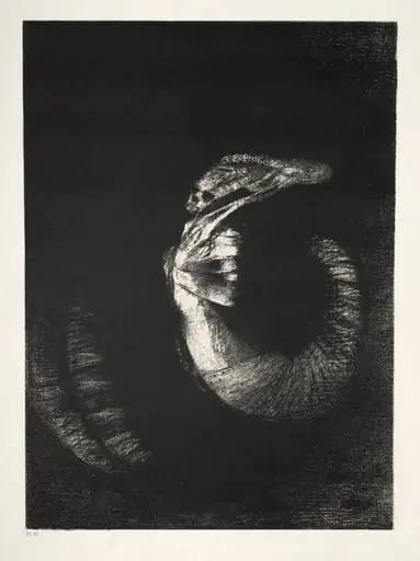 It Is a Skull Wreathed with Roses. It Dominates a Woman's Torso of Pearly Whiteness, by Odilon Redon