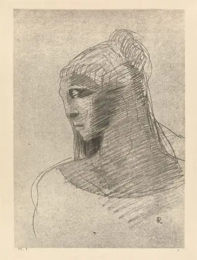 Je t'adore a l'egal de la voute nocturne. O vase de tristesse, o grande taciturne (I adore you as I adore the vault of the night sky, O vessel of sadness, O tall silent woman), by Odilon Redon