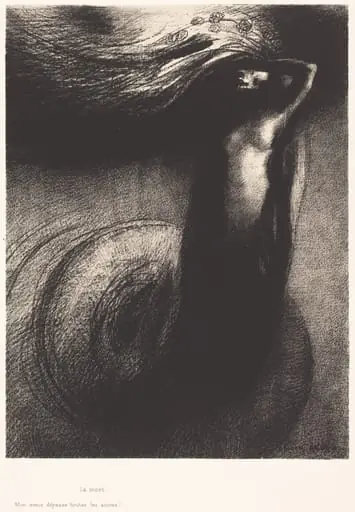 La Mort: Mon ironie depasse toutes les autres! (Death: My iron surpasses all others!), by Odilon Redon