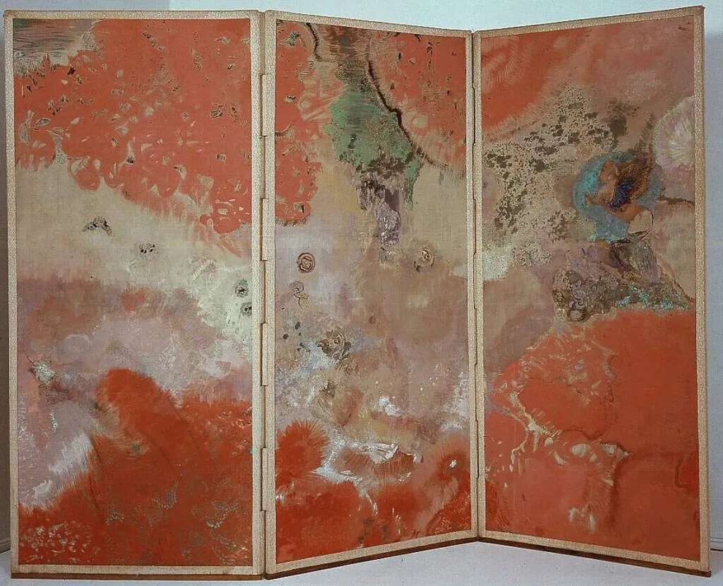 Le paravent rouge (avec Pégase), by Odilon Redon, unspecified, 1888