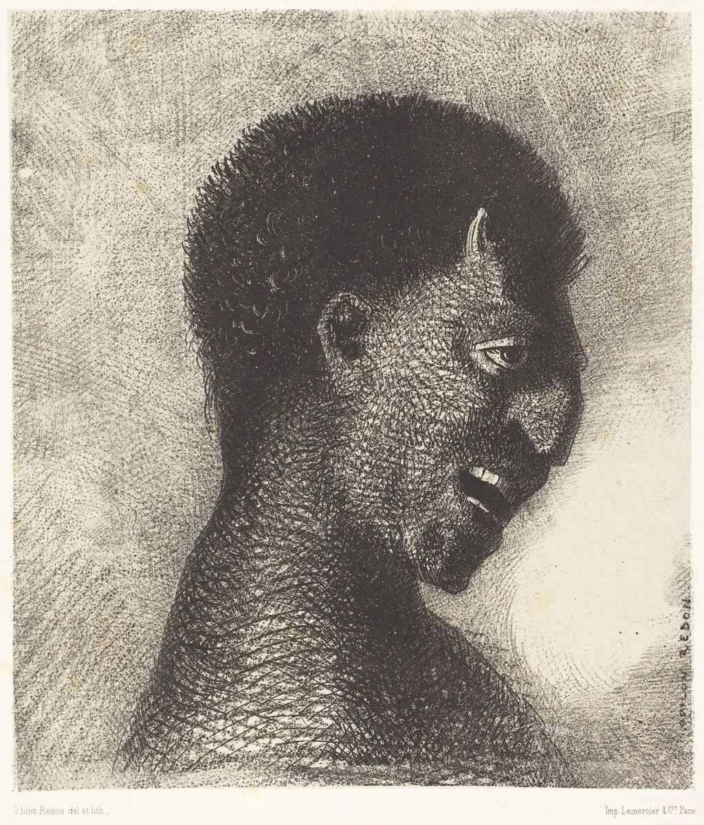 Le Satyre au cynique sourire (The Satyr with the cynical smile), by Odilon Redon, ink, 1883