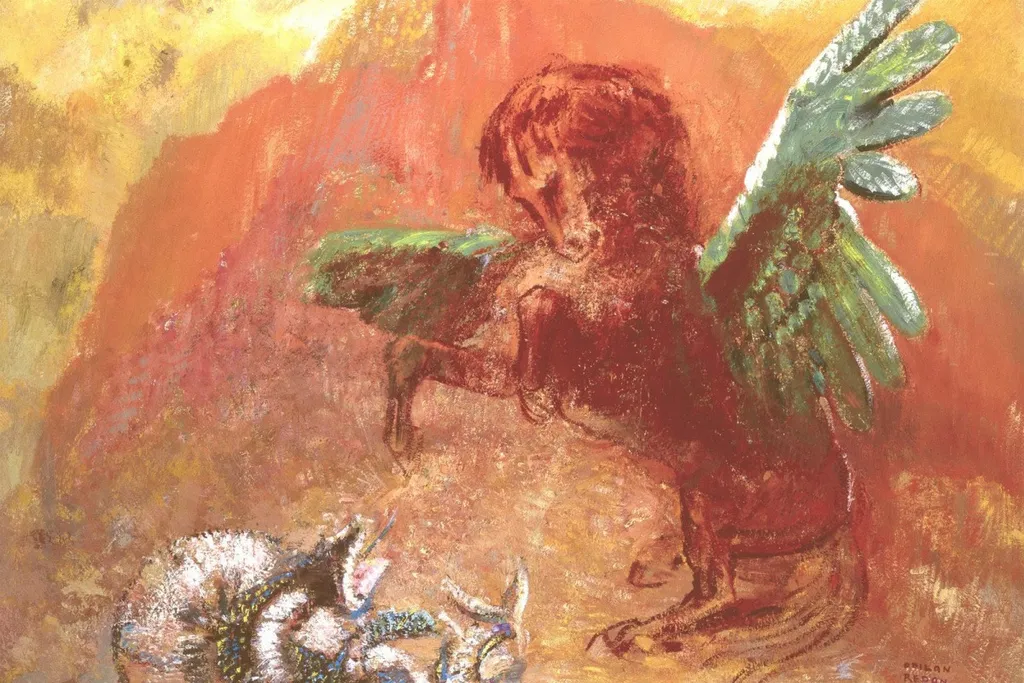 Pégase et l'Hydre, by Odilon Redon, oil, 1907