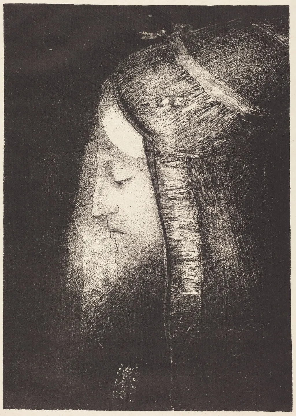 Profil de lumiere (Profile of light), by Odilon Redon, ink, 1886