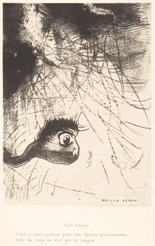 Saint-Antoine: Il doit y avoir quelque part des figures primordiales dont les corps ne sont que les images (Saint Anthony: "Somewhere there must be primordial shapes whose bodiesare only images"), by Odilon Redon, 1889