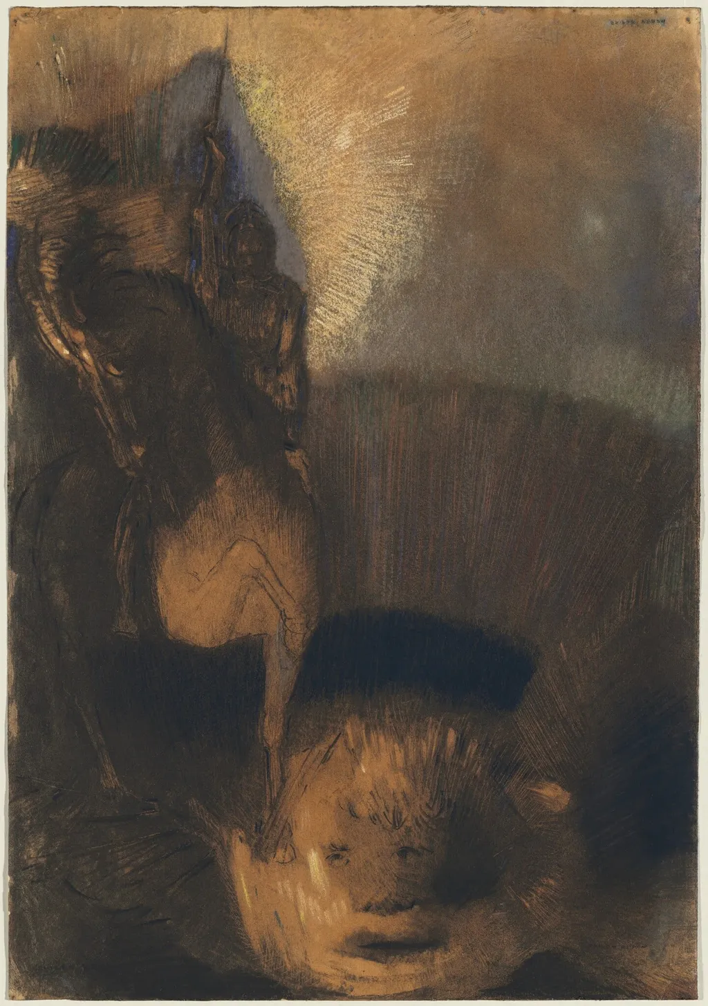 Saint George and the Dragon, by Odilon Redon, pastel, 1884