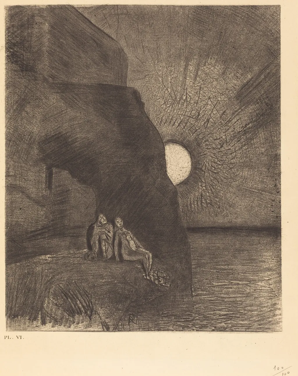 Sans cesse a mes cotes s'agite le demon (Ceaselessly by my side the demon stirs), by Odilon Redon, ink, 1890