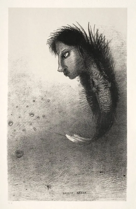Then There Appears a Singular Being, Having the Head of a Man on the Body of a Fish, by Odilon Redon, 1888