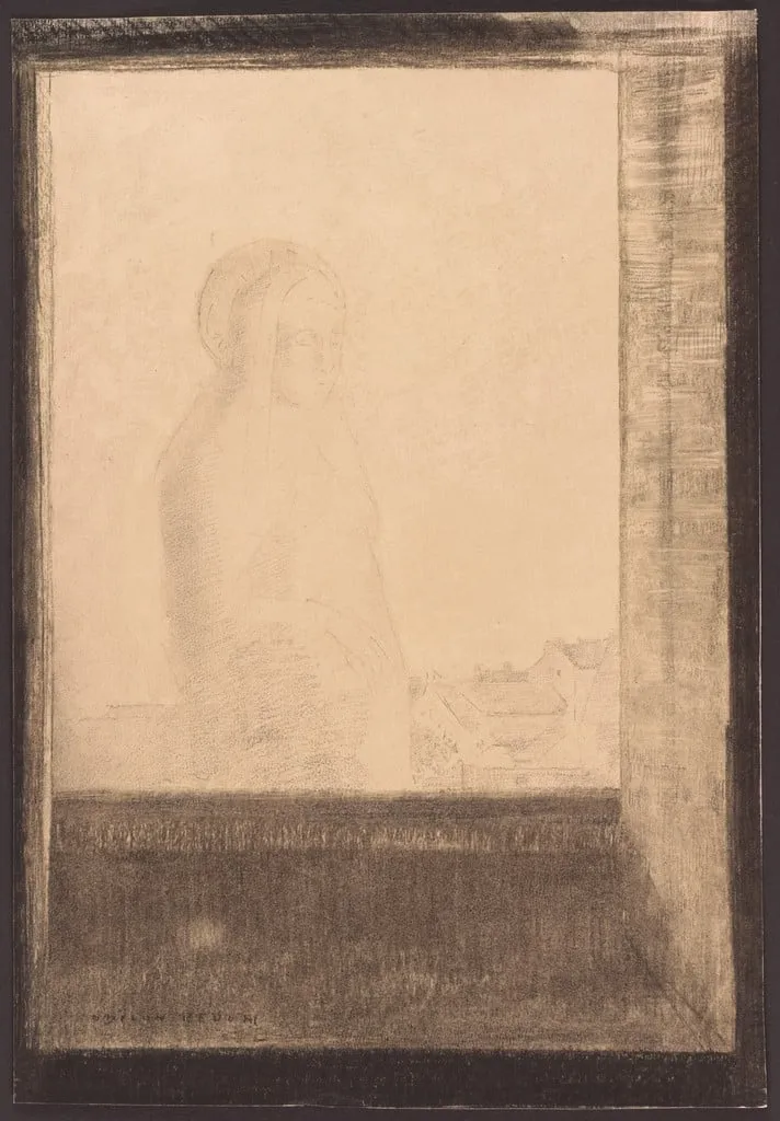 Untitled, by Odilon Redon, charcoal, 1892