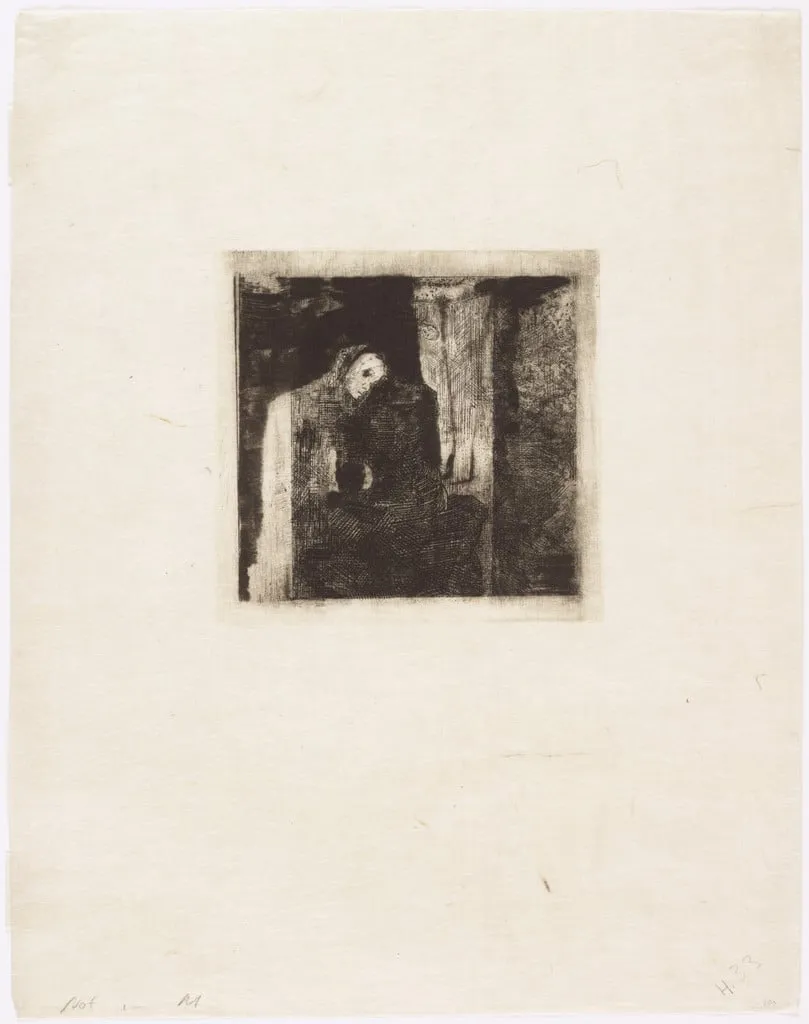 Untitled, by Odilon Redon, ink, 1914