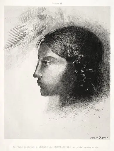 Upon Awakening I Saw the Goddess of the Intelligible with Her Severe and Hard Profile, by Odilon Redon