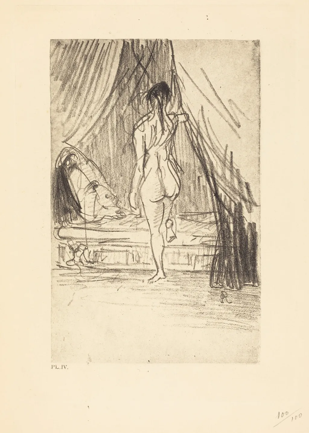 Volupte, Fantome Elastique! (Pleasure, elastic phantom!), by Odilon Redon, ink, 1890
