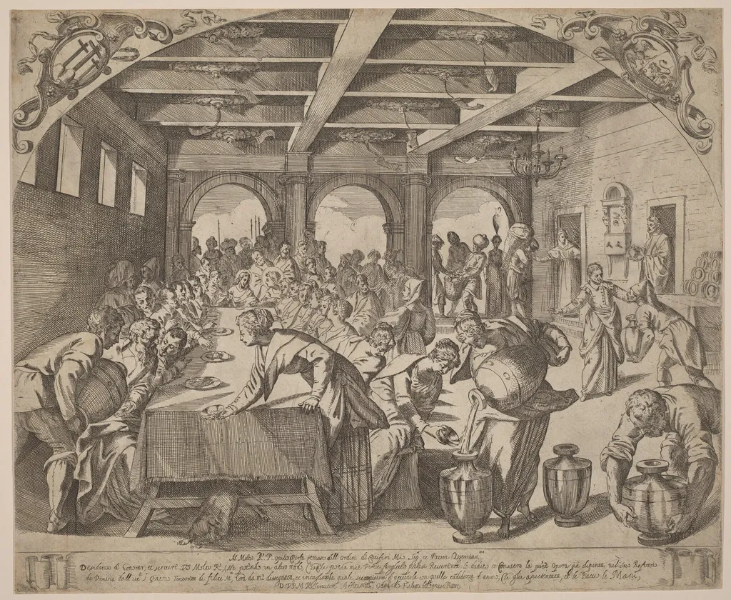 The Marriage at Cana, by Odoardo Fialetti, ink, 1606