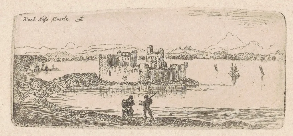 Blackness Castle, by of Eldin, John Clerk, ink