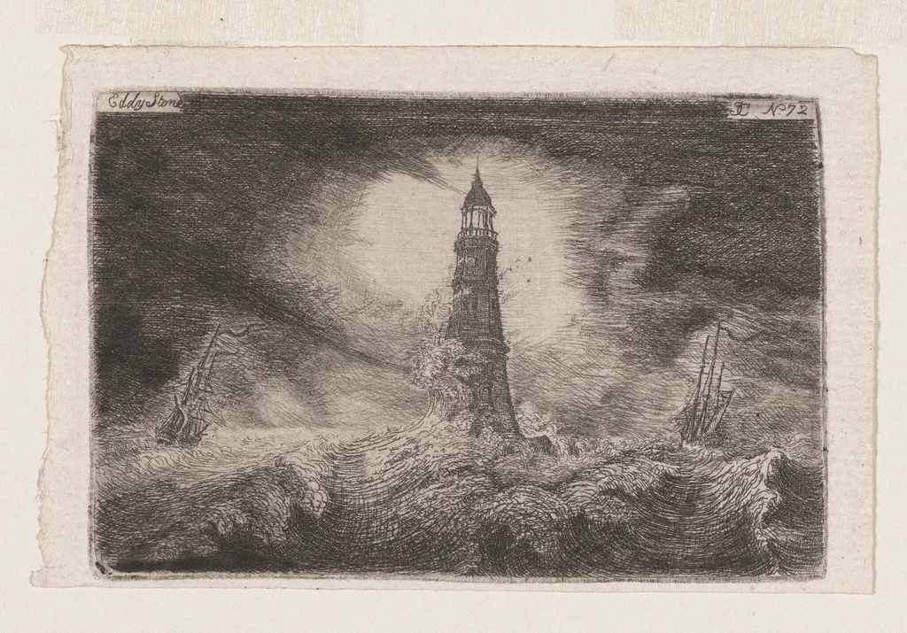 Eddystone Lighthouse, by of Eldin, John Clerk, ink