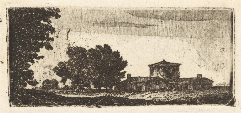 Trees with a Low Building, by of Eldin, John Clerk, ink
