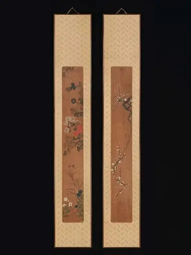 尾形光琳筆 梅花・秋草図|Flowers of Spring and Autumn, by Ogata Kōrin