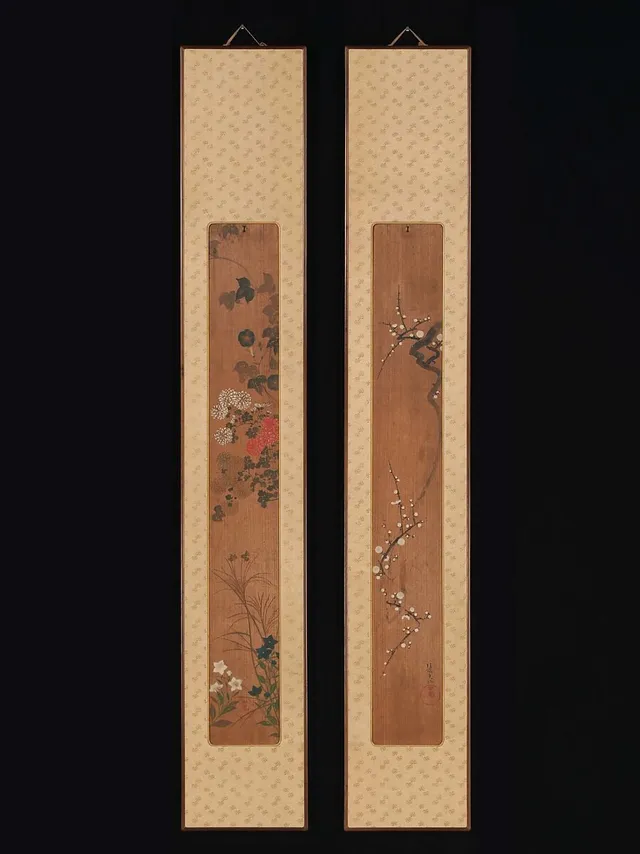 尾形光琳筆 梅花・秋草図|Flowers of Spring and Autumn