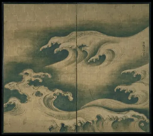 波濤図屏風|Rough Waves, by Ogata Kōrin
