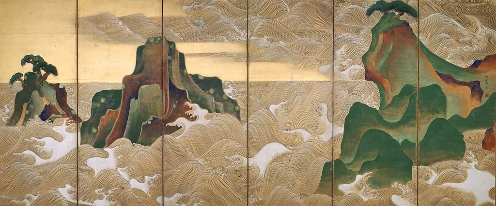 Waves at Matsushima, by Ogata Kōrin, unspecified, 1800