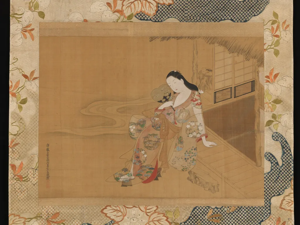 Courtesan Enjoying a Cool Summer Evening, by Ogawa Haritsu, unspecified, 1741