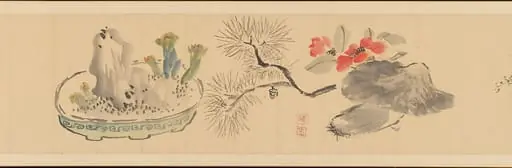 岡田半江筆 花卉図巻|Letter Enclosing Flowers, by Okada Hankō