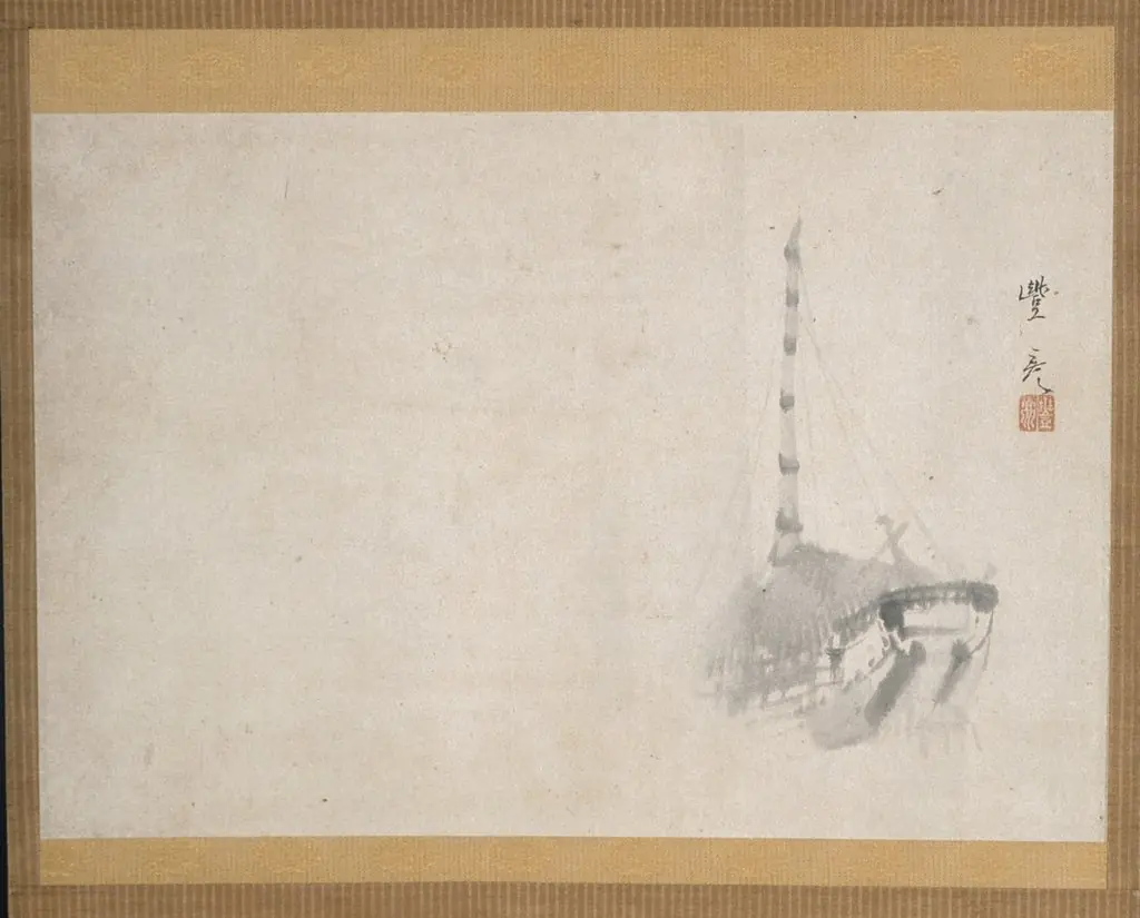 Boat in Rain, by Okamoto Toyohiko