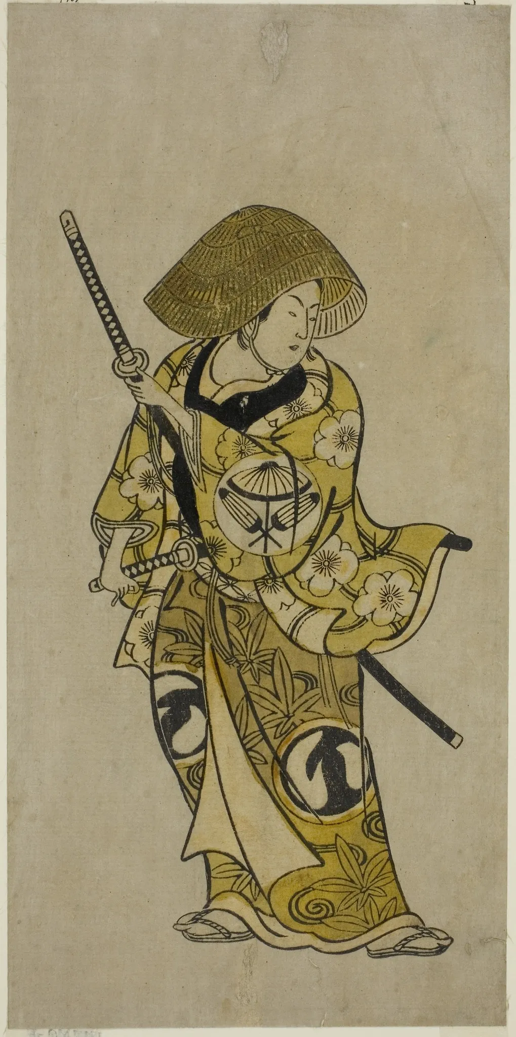 The Actor Sawamura Kamesaburo as Nagoya Kosanza in the play "Keisei Fukubiki Nagoya," performed at the Nakamura Theater in the first month, 1731, by Okumura Toshinobu, unspecified, 1731