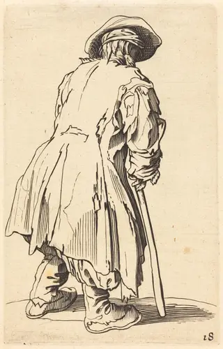 Old Beggar with One Crutch