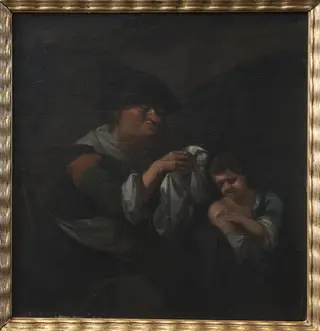 Old Lady Inspecting a Boy's Linen