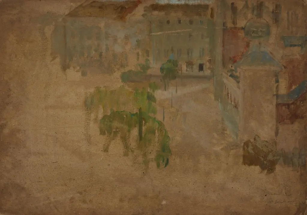 Main Market Square in Krakow – Fragment of a Street, by Olga Boznańska